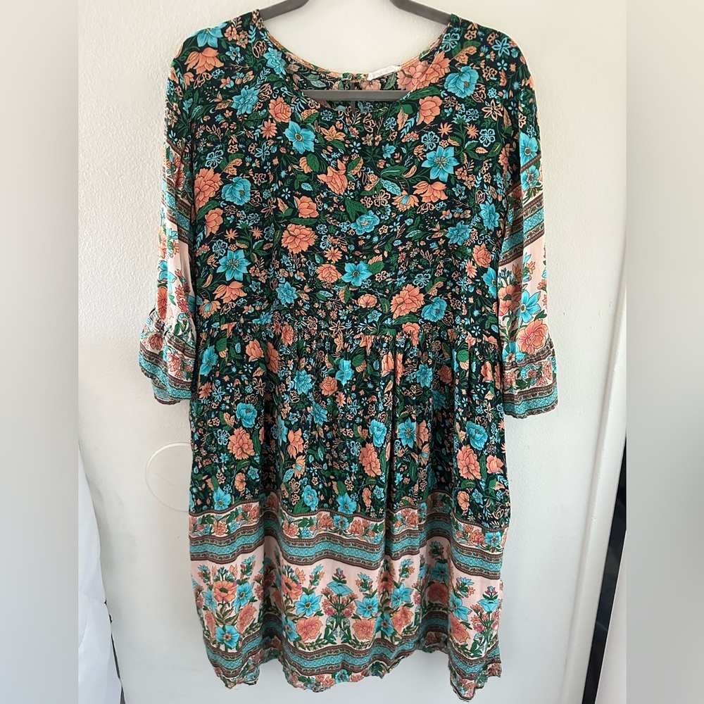 Boho Vintage Floral Dress Tunic‎
